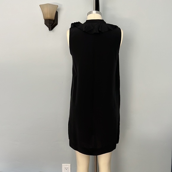 JOIE Gilly Ruffled Silk Mini Neck Tie Dress V-Neck Black, Size Small - Picture 12 of 16
